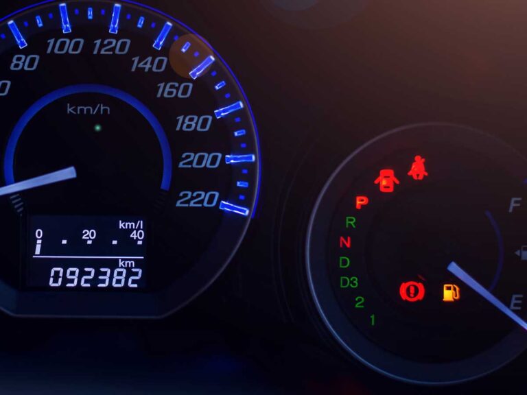 brake warning light showing up on a car dashboard